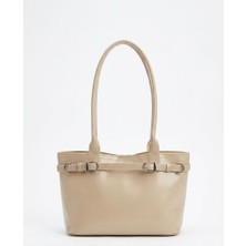 Han Çanta Bej Rengi Kemer Detaylı Omuz Çantası