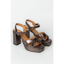 E.R.S Air Comfort Çelik Hakiki Deri Düz Kare Burunlu Şık Platform Sandalet