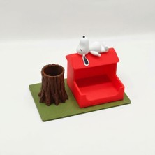 Perim3d Snoopy Notluk Standı ve Kalemlik Seti Masaüstü Organizer - Kırmızı