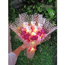 Black Rose Lüks Işıklı Ayıcıklı Gül Buketi - Pempe Aranjman