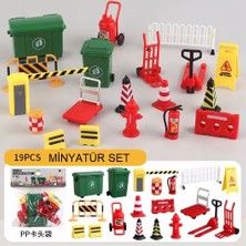 4İ Oyuncak Minyatür Şehir Altyapı Trafik Inşaat Işaretleri Oyuncak Seti 19 Parça