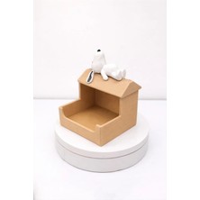 Perim3d Snoopy Temalı Notluk Standı – Kulübe Tasarımlı Masaüstü Not Kağıdı Tutucu - Açık Kahve