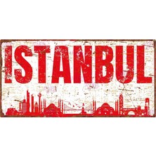 AYNED Print Istanbul Silüetli Ahşap Tabela – Vintage Görünümlü Dekoratif Duvar Süsü