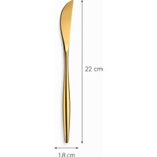Aşkana 6’lı Altın Rengi Modern Paslanmaz Çelik Yemek Bıçağı,şık Tasarım Kahvaltılık Gold Sürme Bıçağı Seti