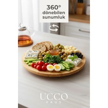 Ucco Bambu 360° Döner Standlı Servis ve Sunum Tabağı (Pizza & Pasta & Peynir Tabağı Tepsi Sunumluk