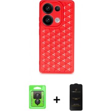 Marsilyan™- Redmi Note 13 Pro 4g Kılıf Zirve Form - Siyah 6d Antistatik Mat Seramik Hayalet Nano Ekran Koruyucu + Siyah Raze Metal Kamera Lens