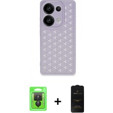 Marsilyan™- Redmi Note 13 Pro 4g Kılıf Zirve Form - Siyah 6d Antistatik Mat Seramik Hayalet Nano Ekran Koruyucu + Siyah Raze Metal Kamera Lens