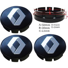 DEPAR DEP2948 Renault Jant Göbek Arması 56-52 mm Siyah (4 Adet)