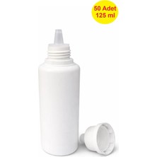 Demet Home 50 Adet 125 ml Boş Plastik Numune-Likit-Kolonya-Sıvı-Yağ-Ecza Şişesi Kırılır Kapak