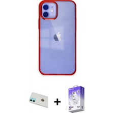Marsilyan™- iPhone 12 Kılıf Doruk Doku Prime - Siyah Bilvis 5in1 3D Magic Cam Ekran Koruyucu + Yeşil Rainbow Kamera Lens Koruma Cam
