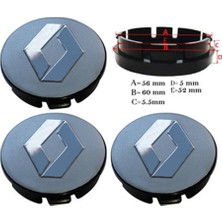 DEPAR DEP2950 Renault Jant Göbek Arması 56-60 mm Gri (4 Adet)
