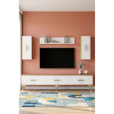 Yumedi Design TVR1815DB - Shumen Tv Ünitesi Takımı 180CM Safirmeşe-Beyaz