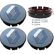 DEPAR DEP2944 Renault Jant Göbek Arması 56-52 mm Gri (4 Adet)