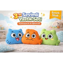 Sozzy 3’lü Peluş Yastık Seti Sevimli Karakter Çocuk Dekoratif Yastık Oyuncak