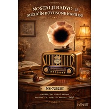 TeknolojiSA NS-7251BT Gramofon Görünümlü Nostaljik Bluetooth Hoparlör | Retro Radyo & USB Müzik Çalar