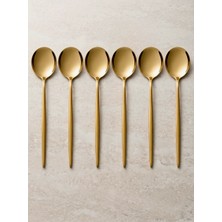 Aşkana 6’lı Altın Renk Paslanmaz Çelik Kaşık Seti,gold Yemek Kaşığı,ergonomik, Premium Mutfak Aksesuarı