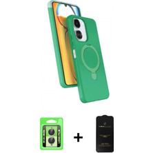 Marsilyan™- Redmi 13C Kılıf Iz Işık Koleksiyonu - Siyah 6d Antistatik Mat Seramik Hayalet Nano Ekran Koruyucu + Gümüş Raze Metal Kamera Lens