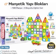 Oyuncak Fabrikası Manyetik Yapı Blokları 100 Parça 7,5 cm Büyük Boy 3D Eğitici Stem Oyuncak Seti
