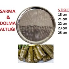 Mobilreyon 5 Li Set Sarma Dolma Altlığı , 18-21-22-23-25 cm Ebatlarında , Paslanmaz Krom Süzek
