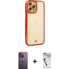 Marsilyan™- iPhone 12 Pro Max Kılıf Çekirdek Klasik Serisi - Şeffaf Uv Polymer Nano Ekran Koruyucu + Sarı Neon Fosforlu Kamera Lens