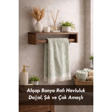 Moola Ahşap Banyo Rafı Havluluk | Dekoratif Duvar Rafı Banyo Mutfak Düzenleyici Askılı Çok Amaçlı Raf