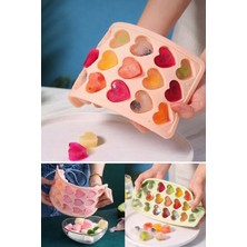 Evolis Kitchen EVOLIS KİTCHEN 1 Adet Isıya Dayanıklı Silikon 18 Li Kalp Şeklinde Buz Çikolata Kalıbı 18 Li Kalp Şeklinde Silikon Buz Kalıbı