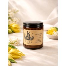 Umay Aura Ylang Ylang Kokulu Aromaterapi El Yapımı Mum %100 Soya Wax Amber Cam Kavanoz 210 cc