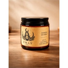 Umay Aura Sandal Ağacı Kokulu Aromaterapi El Yapımı Mum %100 Soya Wax Amber Cam Kavanoz 100 cc