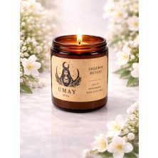 Umay Aura  Yasemin Kokulu Aromaterapi El Yapımı Mum %100 Soya Wax Amber Cam Kavanoz 210 cc