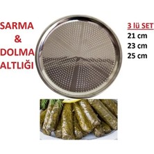 Mobilreyon 3 Lü Set Sarma Dolma Altlığı , 21-23-25 cm Ebatlarında 3 Parça , Paslanmaz Krom Süzek