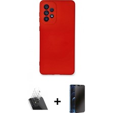 Marsilyan™- Galaxy A73 5g Kılıf Ahenk Serisi - Siyah 3D Antistatik Hayalet Cam Ekran Koruyucu + Şeffaf Kamera Lens Koruma Cam
