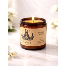 Umay Aura  Yasemin Kokulu Aromaterapi El Yapımı Mum %100 Soya Wax Amber Cam Kavanoz 100 cc