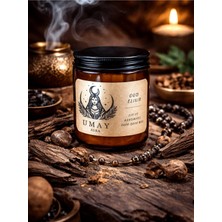 Umay Aura Oud Kokulu Aromaterapi El Yapımı Mum %100 Soya Wax Amber Cam Kavanoz 210 cc