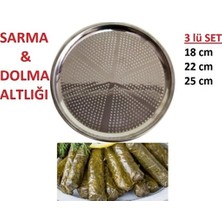 Mobilreyon 3 Adet Sarma Dolma Altlığı , 18-22-25 cm Ebatlarında 3 Parça , Paslanmaz Krom Süzek