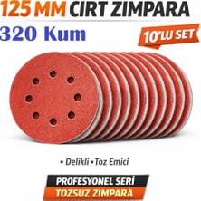 Venoa 125 mm Cırt Zımpara Kağıdı 10 Adet – 8 Delikli Disk, Ahşap & Metal Uyumlu - 320 Kum