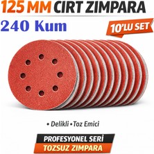 Venoa 125 mm Cırt Zımpara Kağıdı 10 Adet – 8 Delikli Disk, Ahşap & Metal Uyumlu - 240 Kum
