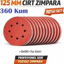 Venoa 125 mm Cırt Zımpara Kağıdı 10 Adet – 8 Delikli Disk, Ahşap & Metal Uyumlu - 360 Kum