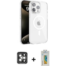 Marsilyan™- iPhone 15 Pro Max Kılıf Doruk Doku Özel Seri - Siyah Polymer Nano Ekran Koruyucu + Gri Pvd Metal Kamera Lens