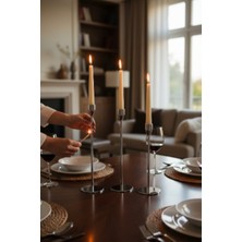 Lussart Collection 3 Lü Gümüş Rengi Dekoratif Şamdan Set