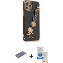 Marsilyan™- iPhone 12 Pro Max Kılıf Nova Işık Prime - Şeffaf Royal Nano Ekran Koruyucu + Sarı Renkli Kamera Lens Koruma Cam