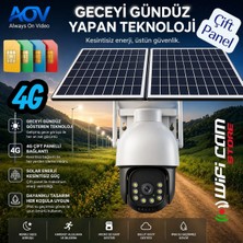 Wificam 5MP Geceyi Gündüz Gösteren Starlight Çift Panelli 4g Aov Solar Kamera Sim Kart Ile Kullanılır