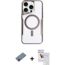 Marsilyan™- iPhone 11 Pro Max Kılıf Yadigar Klasik Özel Seri - Siyah Seramik Nano Ekran Koruyucu + Pembe Shine Kamera Lens Koruma Cam