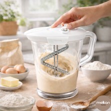 Melkan Home Sürahi Krepmatik & Ayranmatik – 2 Litre Manuel Karıştırıcı, Turkuaz Kapaklı Karıştırma Sürahisi