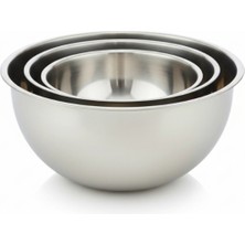 Mybru 430 Paslanmaz Çelik Karıştırma Kabı 3'lü Set 29 25 21 cm Çırpma Yoğurma Hamur Salata Pişirme Kasesi