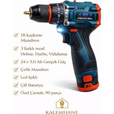 Kalemhane Gerçek Güç Darbeli 90 Parça, Çift Batarya Vidalama Seti 24 V 5 Ah