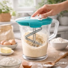 Melkan Home Sürahi Krepmatik & Ayranmatik – 2 Litre Manuel Karıştırıcı, Turkuaz Kapaklı Karıştırma Sürahisi