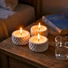 Nevhan Sanat Örgü Desenli Mumluk Seti – Sıcaklığın Dokunulabilir Hali & Tealight Mum Hediyeli