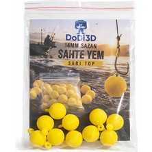 10 Adet 14MM Sazan Sahte Yem (Küçük Delikli Model) – 3D Baskı Yapay Yem – Sarı Pop-Up Balık Yemi – Yüksek Çekicilik