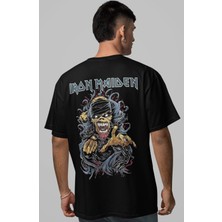 Sevbano Iron Maiden Rock Metal Müzik Grubu Sırt Baskılı Unisex Oversize Tişört