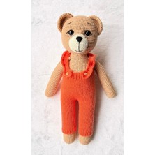 Salopetli Ayıcık Amigurumi Organik Oyuncak